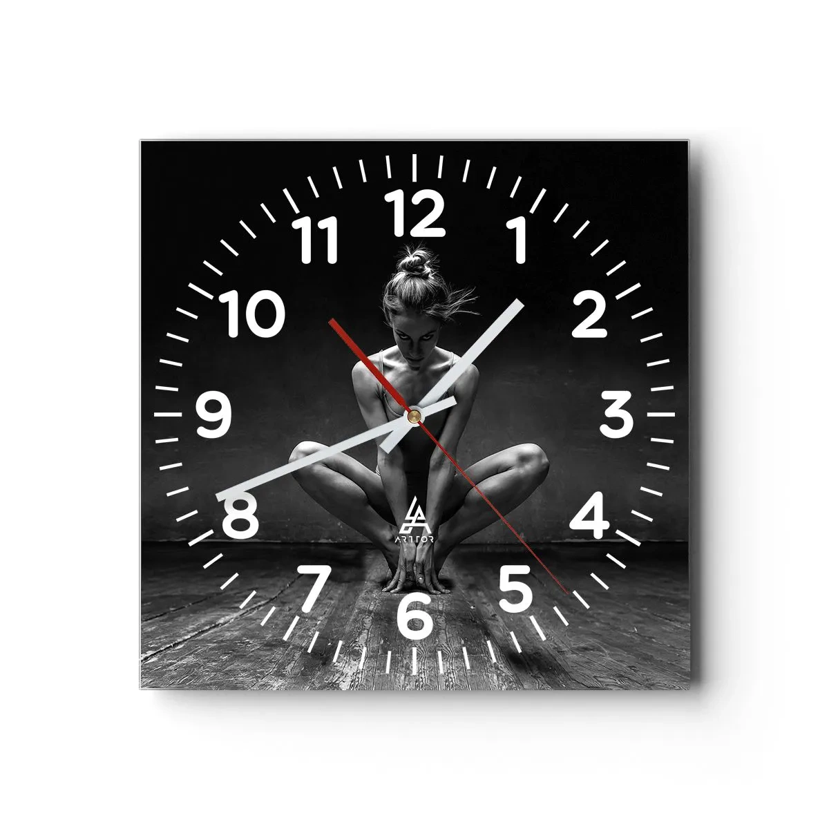 Wall clock - Clock on glass - Concentration of Dancing Energy - 40x40 cm