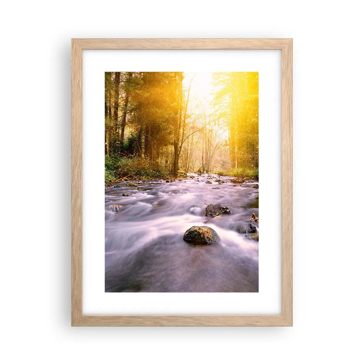 Poster in light oak frame - Malachite in Silver and Gold Setting - 30x40 cm