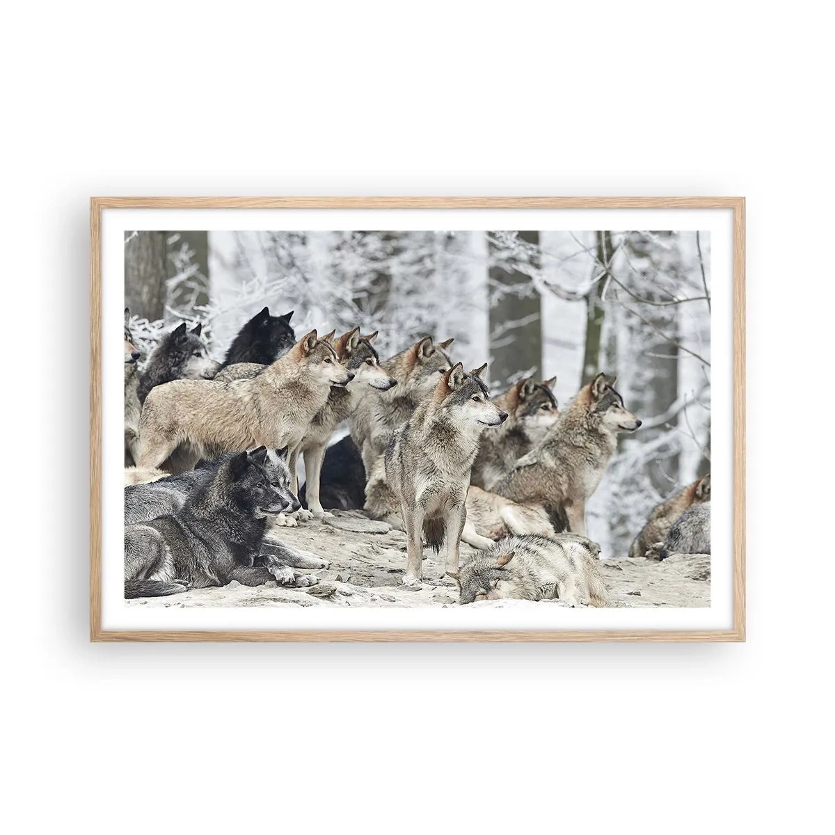 Poster in light oak frame - Family and Friends - 91x61 cm