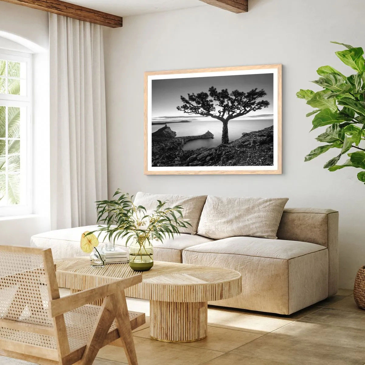 Poster in light oak frame - Quiet All Around - 40x30 cm