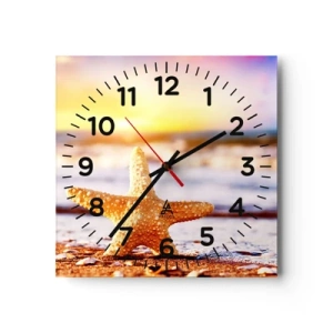 Wall clock - Clock on glass - Sea Kiss - 40x40 cm