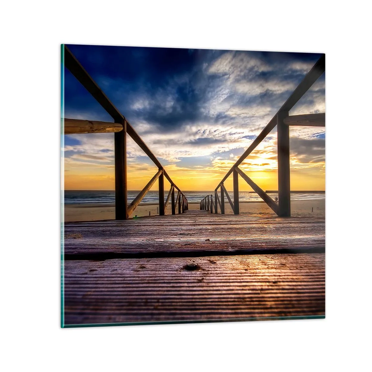 Glass picture - Straight to a Quiet Beach at Sunset - 30x30 cm