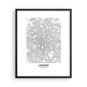 Poster in black frame - Map of London Maze - 40x50 cm