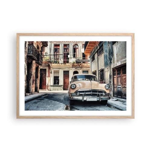 Poster in light oak frame - Siesta in Havana - 70x50 cm