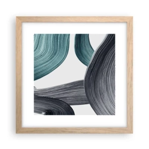 Poster in light oak frame - Emerald and Black Trails - 30x30 cm