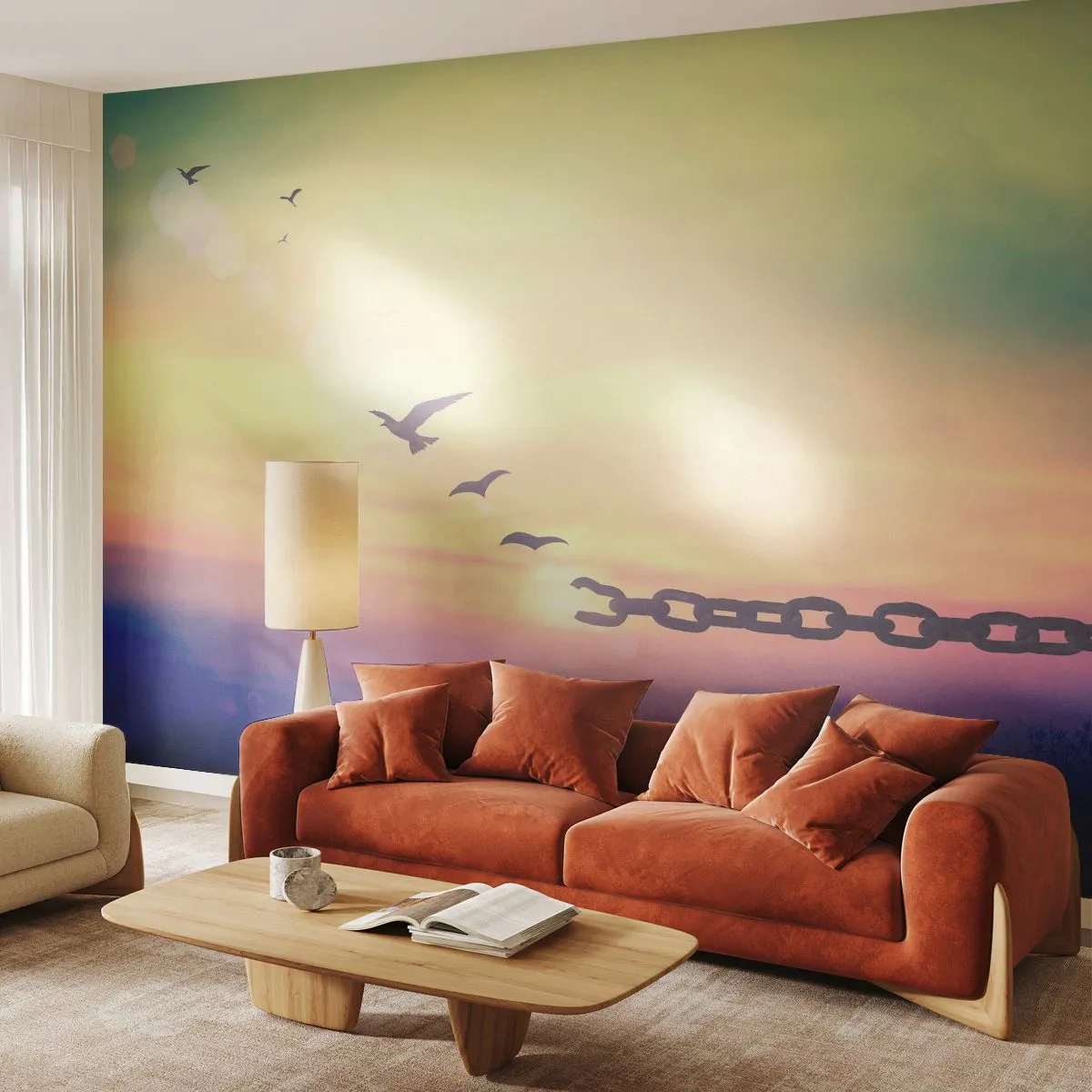 Photo Wallpaper Premium Canvas - Victory of Freedom - Abstraction, Birds, Piece - 350x256 cm