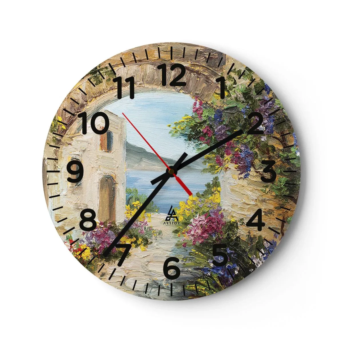 Wall clock - Clock on glass - Charm of a Sea Province - 40x40 cm