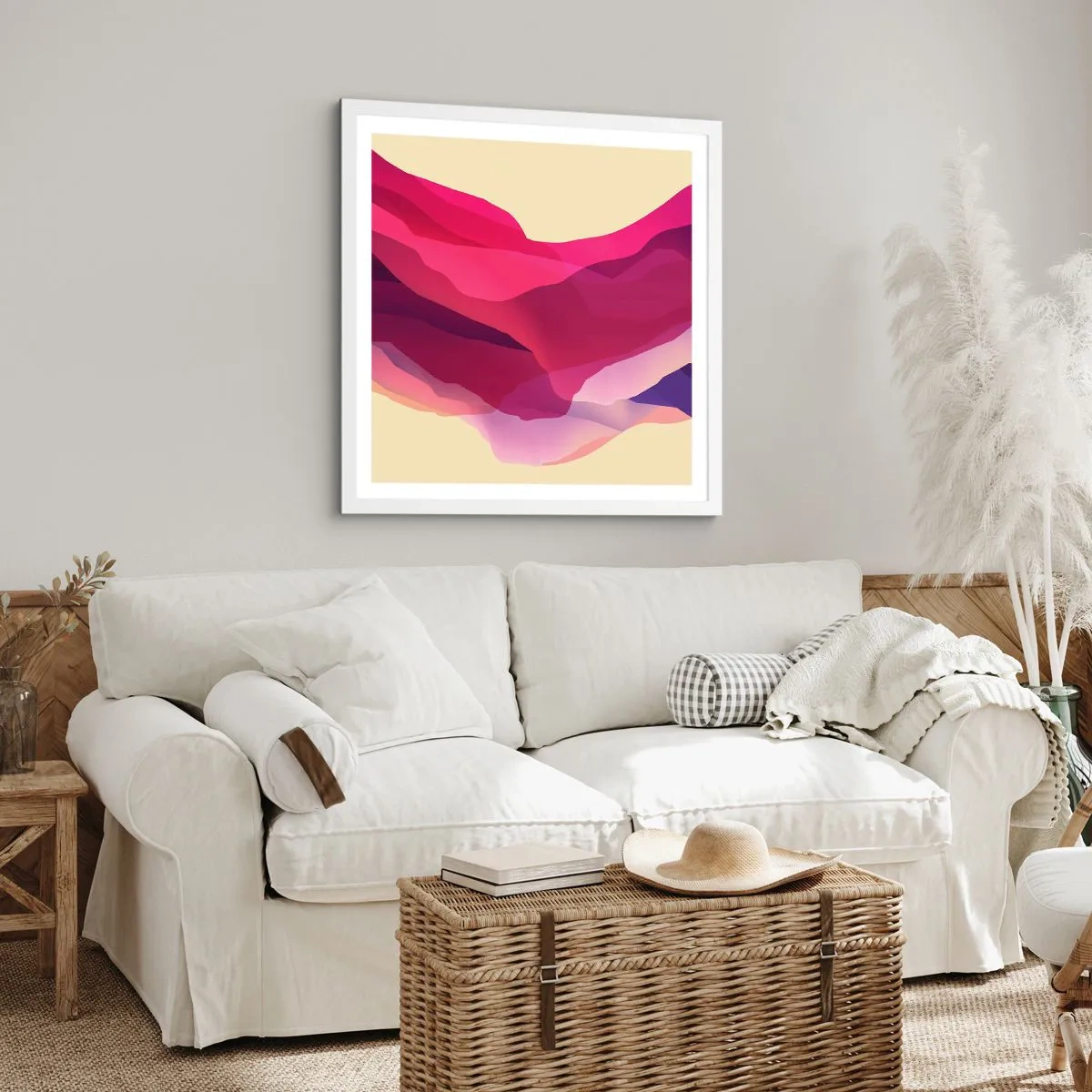 Poster in white frmae - Waves of Purple - 30x30 cm