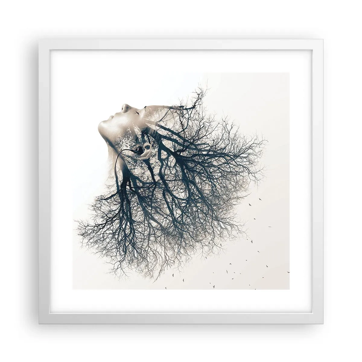 Poster in white frmae - Listening to the Whisper of the Trees - 40x40 cm
