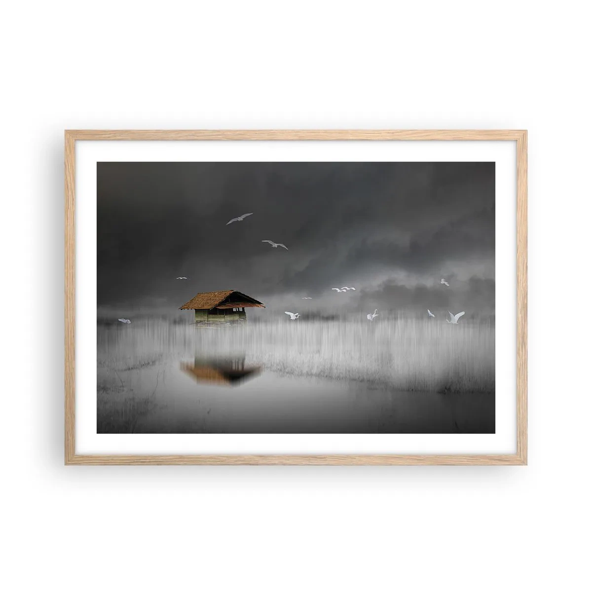 Poster in light oak frame - Shelter from the Rain - 70x50 cm