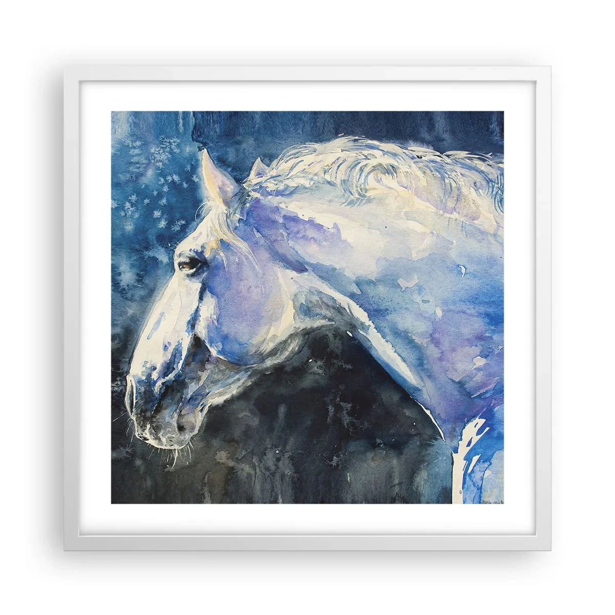 Poster in white frmae - Portrait in Blue Light - 50x50 cm