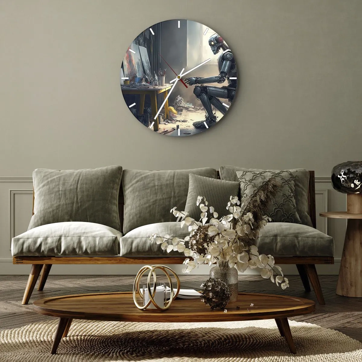 Wall clock - Clock on glass - Act of Creation - 30x30 cm