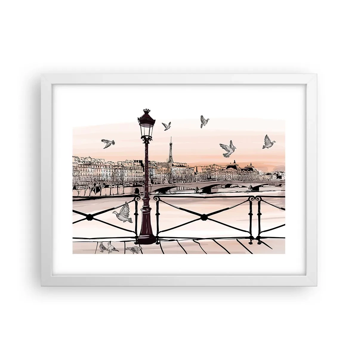 Poster in white frmae - Over the Roofs of Paris - 40x30 cm