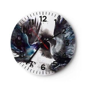 Wall clock - Clock on glass - Two Crows - 40x40 cm