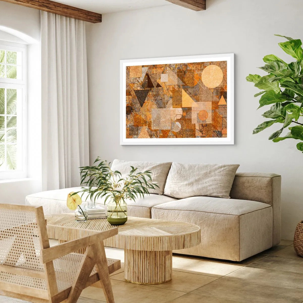 Poster in white frmae - Cubist Study in Brown - 100x70 cm