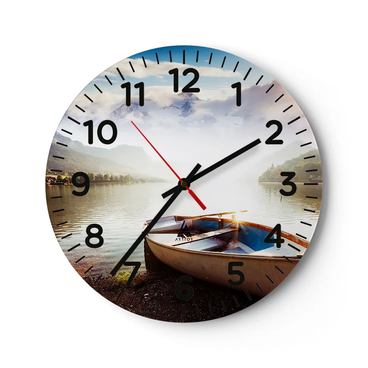 Wall clock - Clock on glass - By the Great, Clear Waters - 40x40 cm