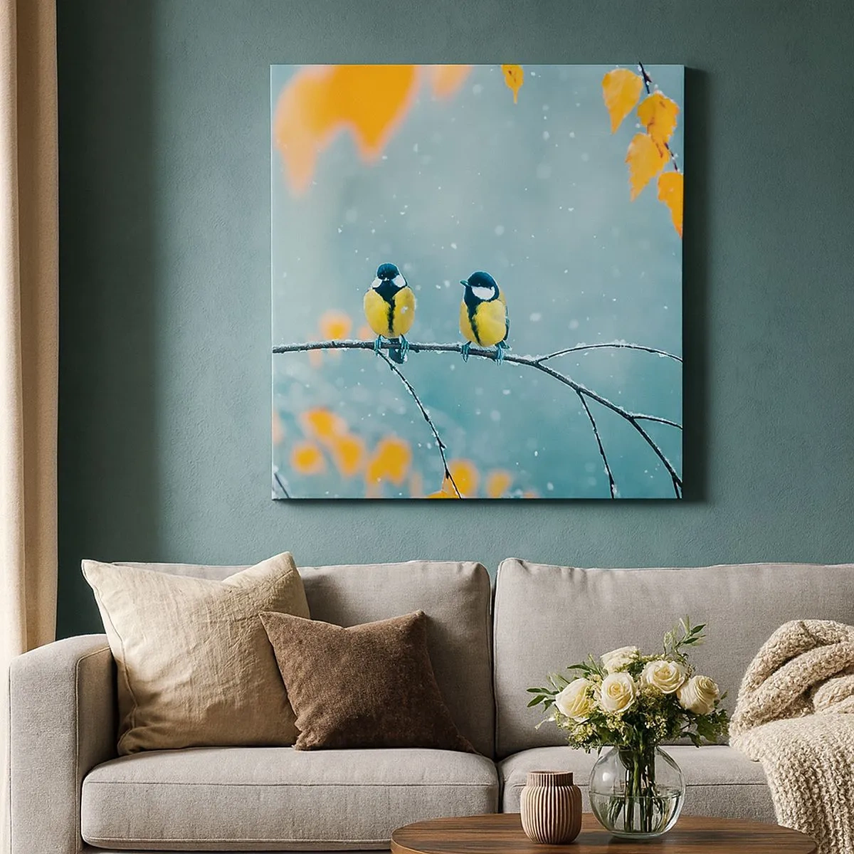 Canvas picture - Birdy Gossip - 30x30 cm