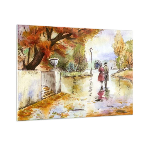 Glass picture - Romantic Autumn in a Park - 100x70 cm