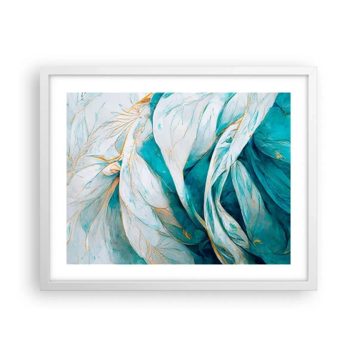 Poster in white frmae - Blue Abstract with a Golden Motif - 50x40 cm