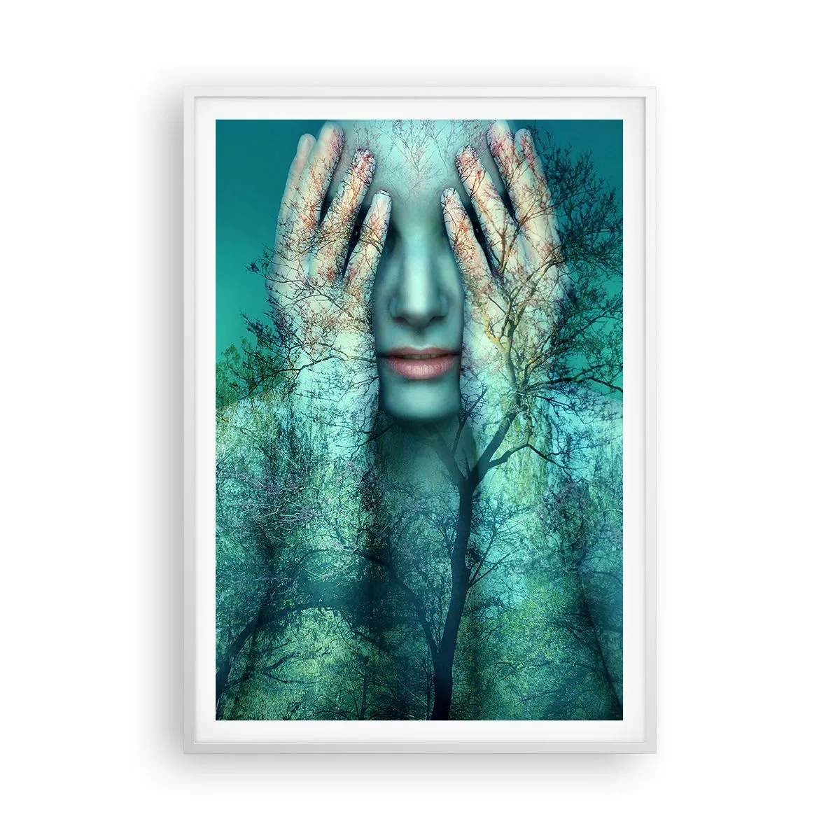 Poster in white frmae - Submerged in Blue - 70x100 cm