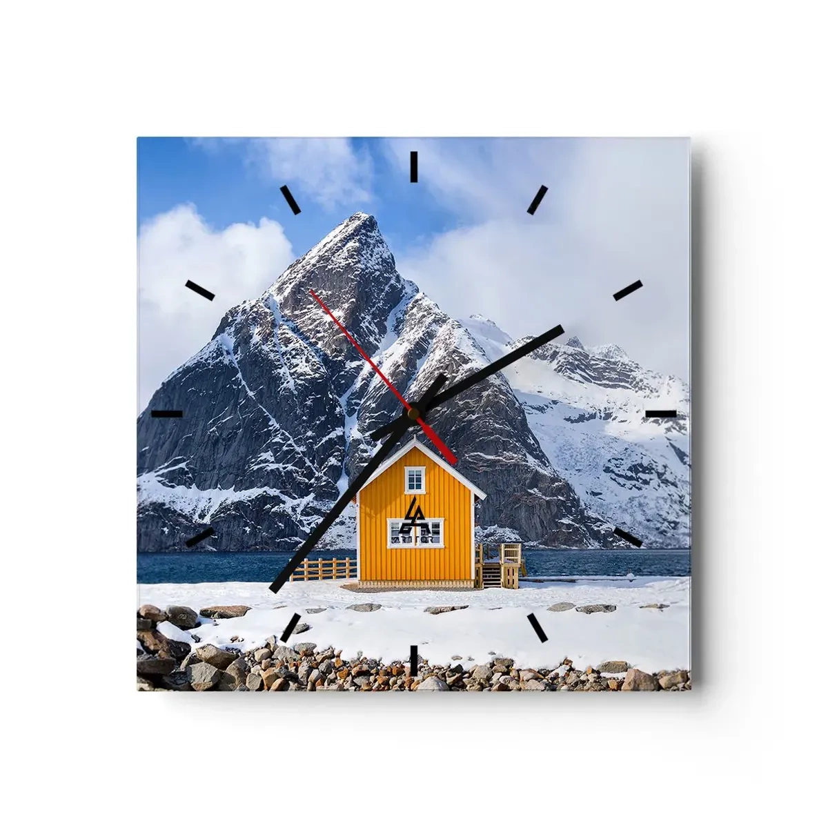 Wall clock - Clock on glass - Scandinavian Holiday - 30x30 cm