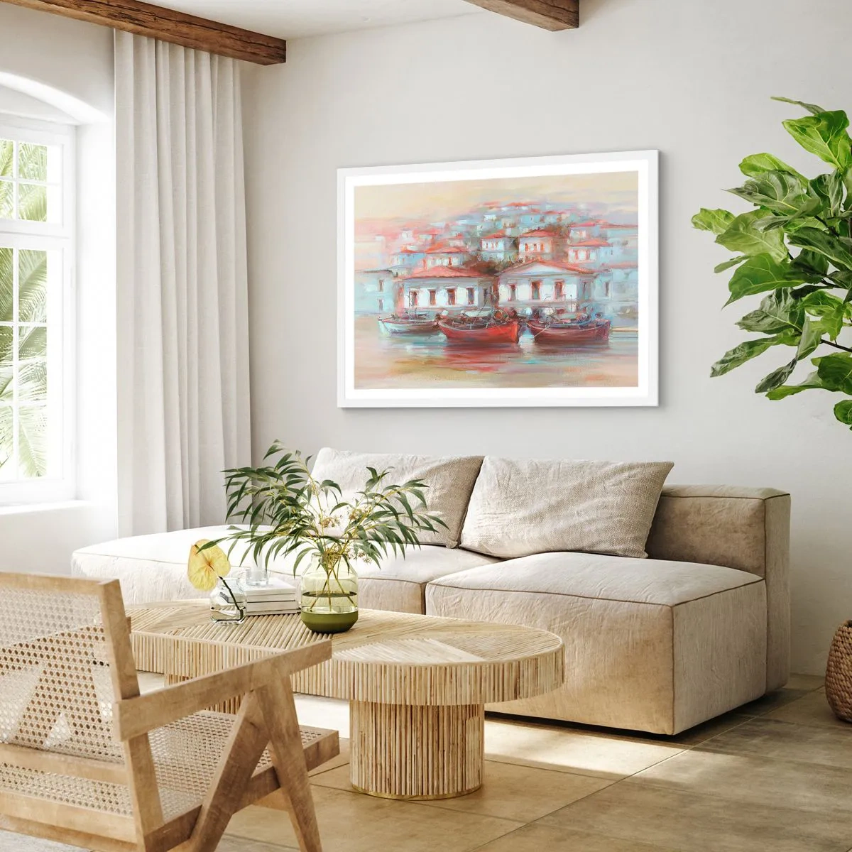 Poster in white frmae - Happy Town - 100x70 cm