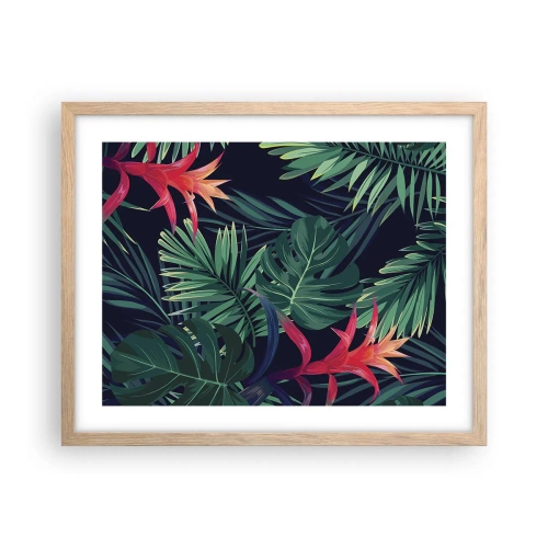 Poster in light oak frame - Burn in Green - 50x40 cm