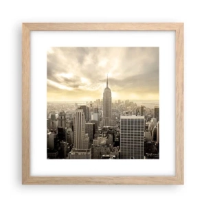 Poster in light oak frame - New York Woven in Grey - 30x30 cm