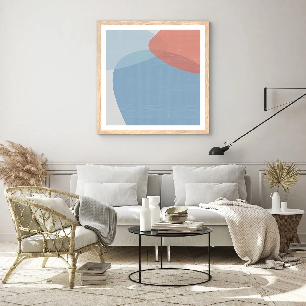 Poster in light oak frame - Pastel Relations - 40x40 cm