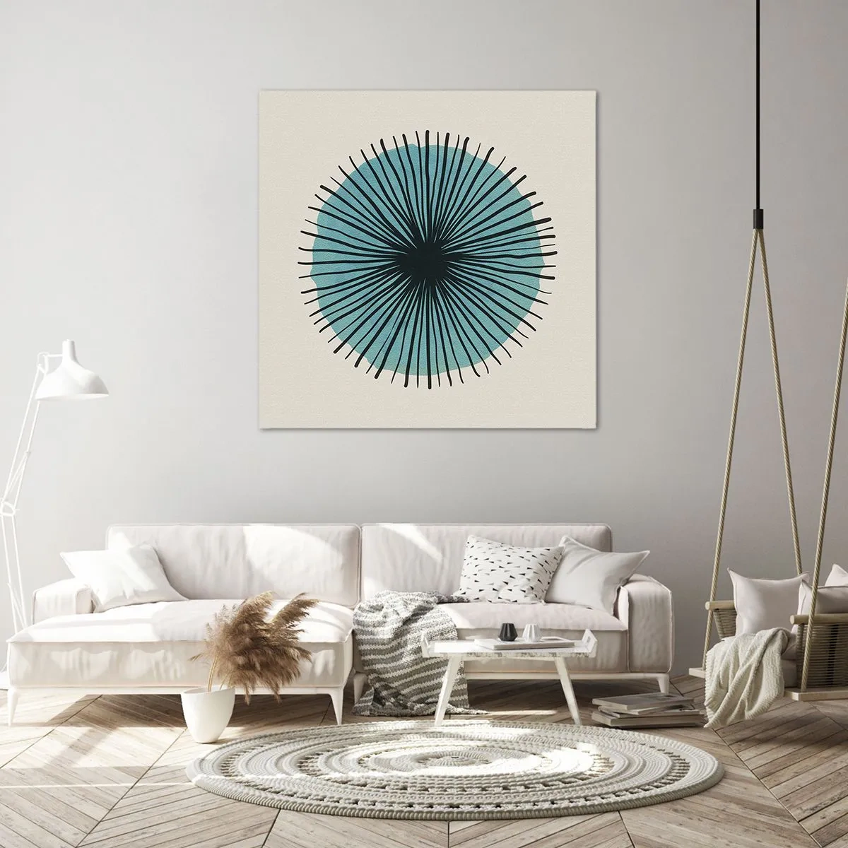 Canvas picture - Rays on Blue - 30x30 cm