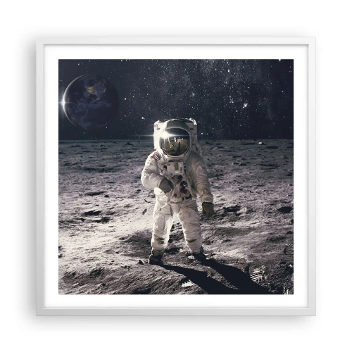 Poster in white frmae - Greetings from the Moon - 60x60 cm