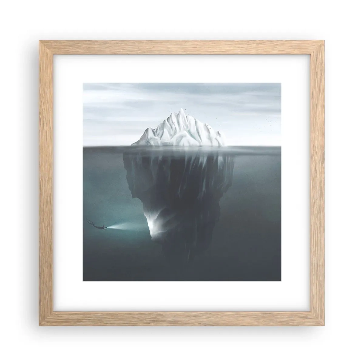 Poster in light oak frame - Underwater Secret - 30x30 cm