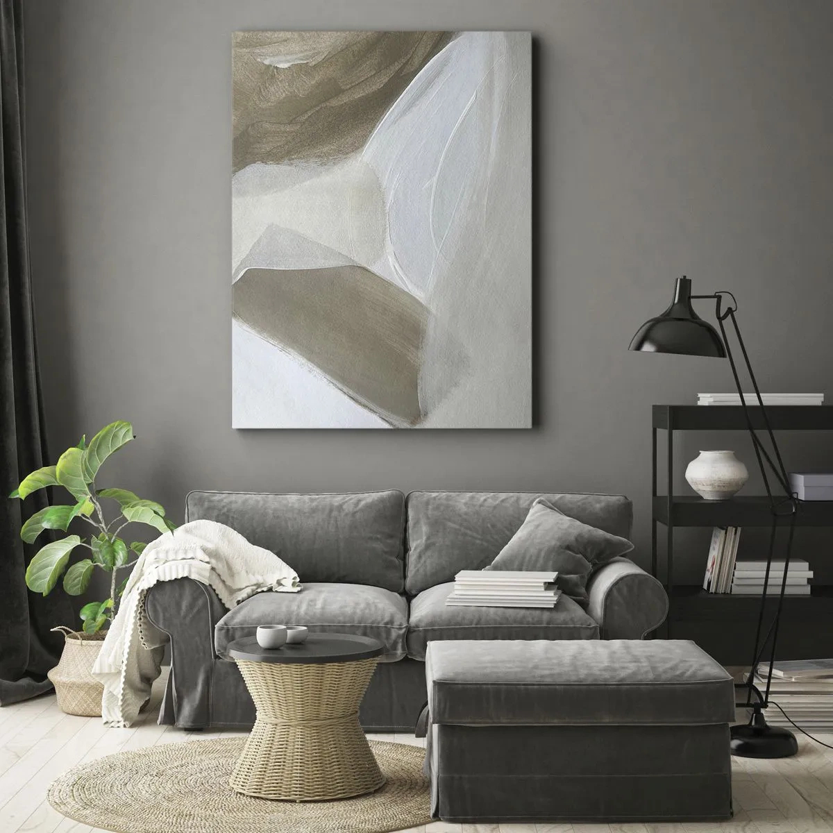 Canvas picture - Waves of White - 55x100 cm