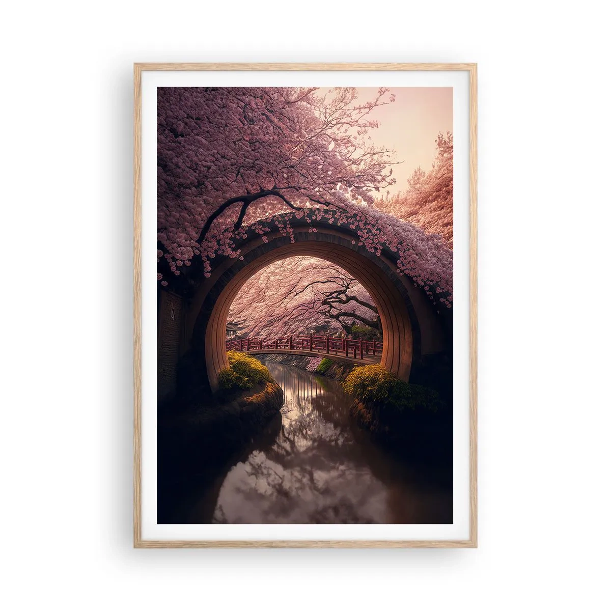 Poster in light oak frame - Japanese Spring - 70x100 cm