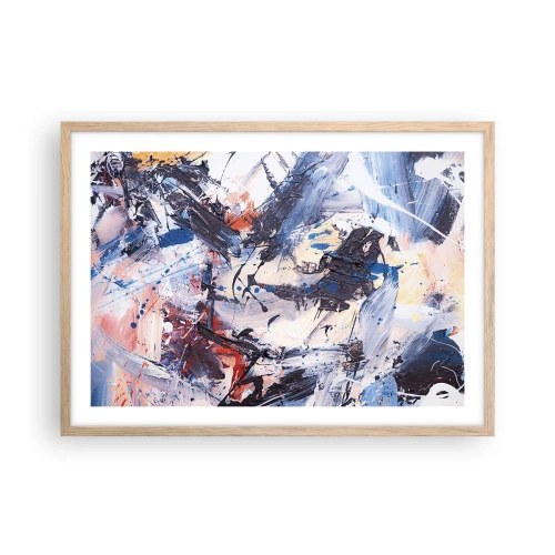 Poster in light oak frame - Crazy Dance of Abstraction - 70x50 cm