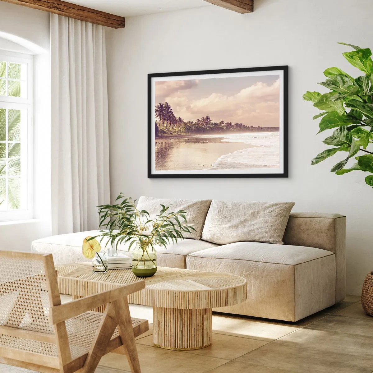 Poster in black frame - Caress of the Waves - 40x30 cm