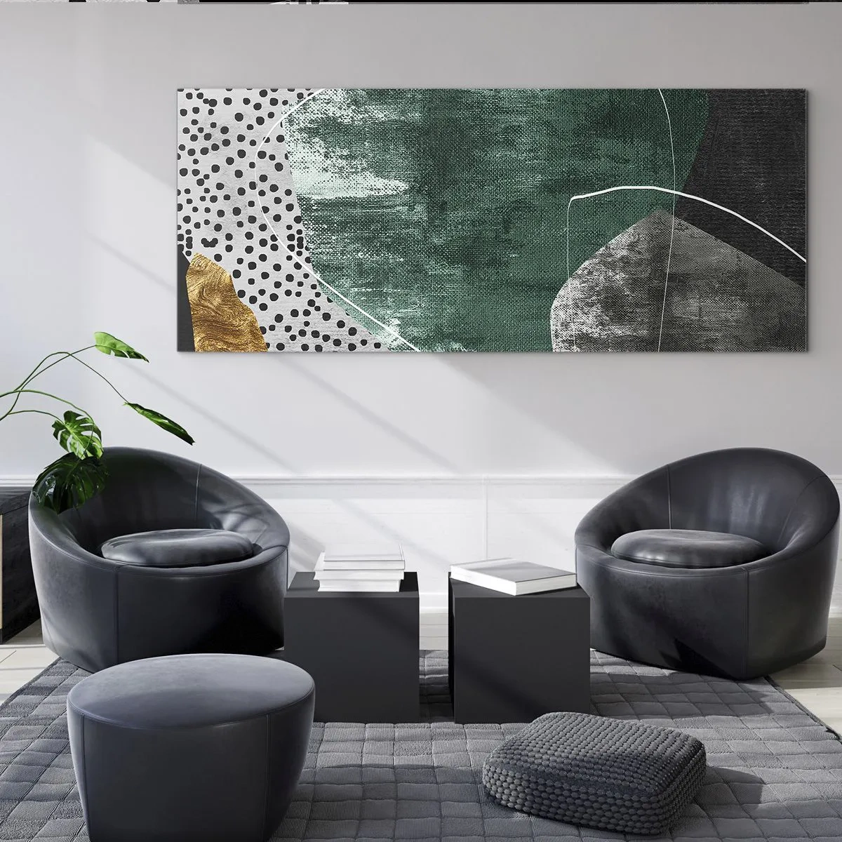 Glass picture - Colourful Abstract with a Golden Petal - 100x40 cm