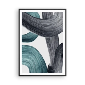 Poster in black frame - Emerald and Black Trails - 70x100 cm