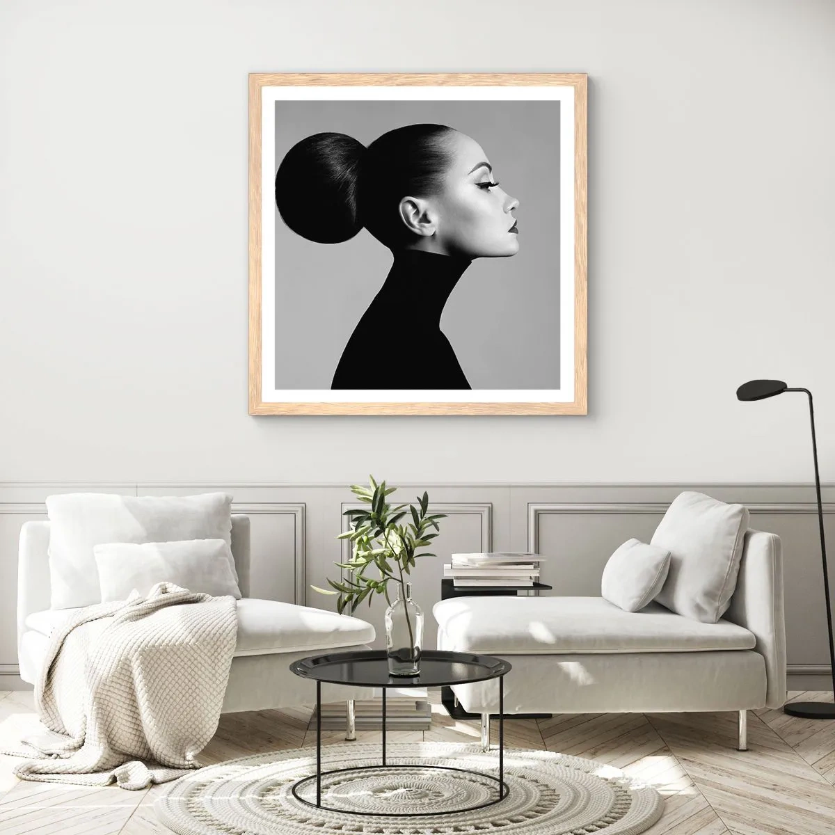 Poster in light oak frame - Modern Nefretete - 60x60 cm
