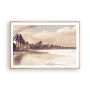 Poster in light oak frame - Caress of the Waves - 91x61 cm