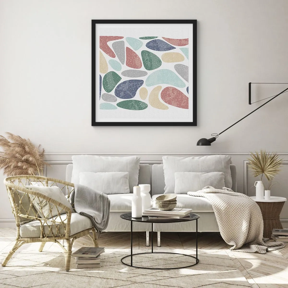 Poster in black frame - Mosaic of Powdered Colours - 50x50 cm