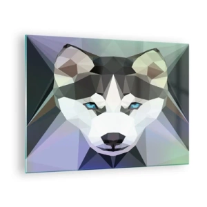 Glass picture - Wolf geometry in a modern style - 70x50cm - Memory of Northern Snow - Modern wall decoration for the living room and bedroom ARTTOR
